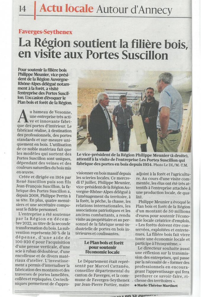 La région soutient la filière bois en visite aux Portes Suscillon